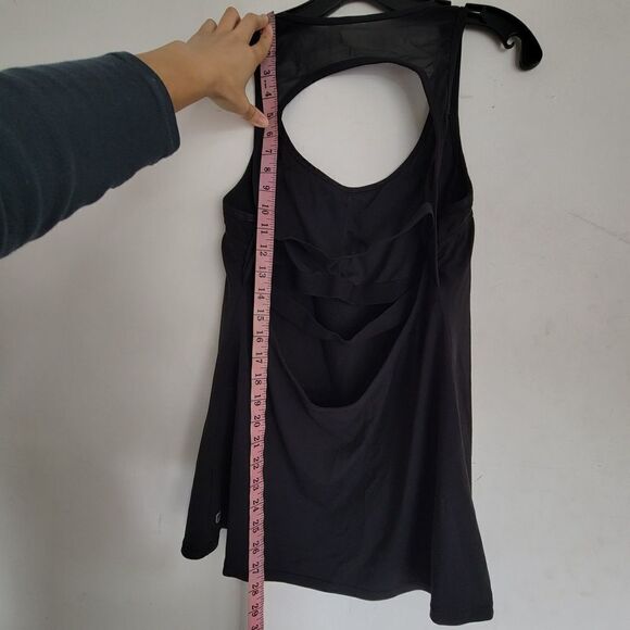 Fabletics Black Mesh Cut Out Back Elastic Band Workout Tank Top - Picture 8 of 10
